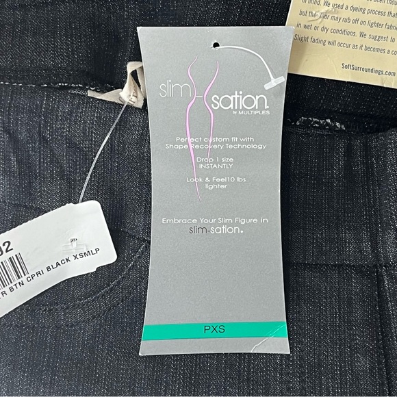 SOFT SURROUNDINGS NWT STRAIGHT LEG CAPRI PANTS BLACK DENIM SLIM SATION PETITE XS - Picture 6 of 10